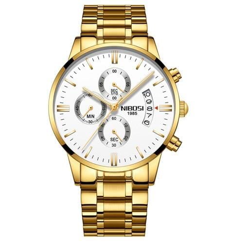 Relógio Masculino Nibosi Dourado/Branco